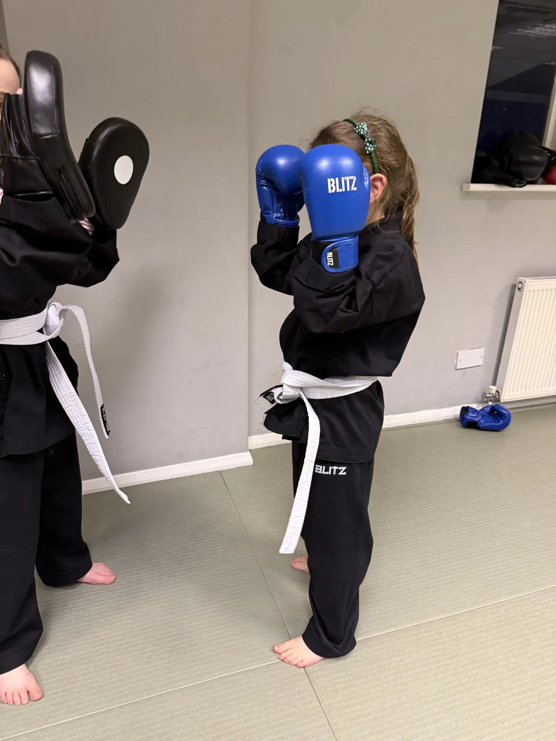 Preschool karate classes help children start training in self-defense while fostering self-control, self-confidence, and self-esteem, encouraging school readiness and personal growth.