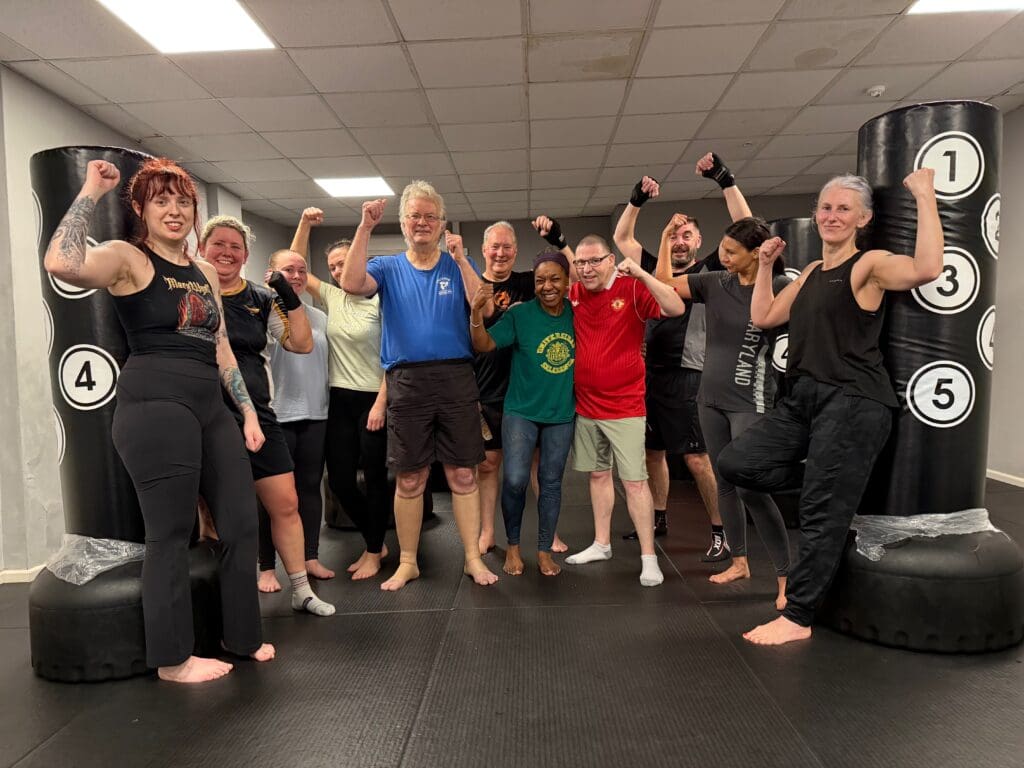 Group of fitness kickboxing members at Cheltenham Martial Arts - community atmosphere